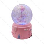 گوی شیشه ای برفی فول مدل اسب و بادکنک صورتی