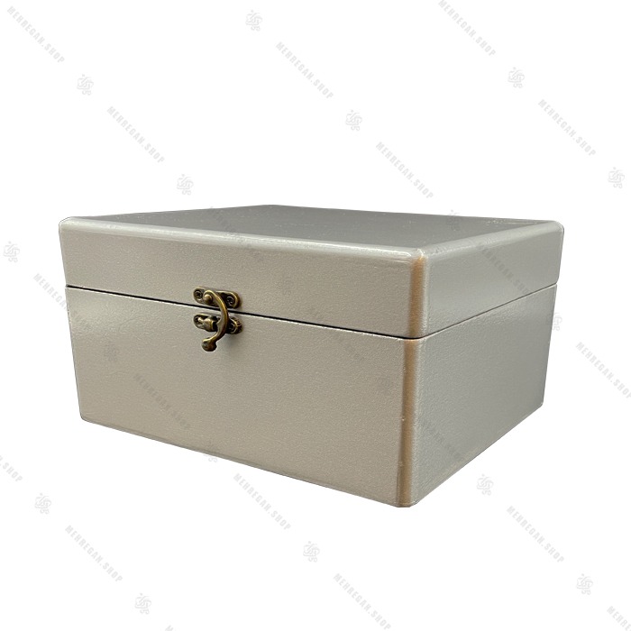 صندوقچه چوبی نقره ای متالیک ساده کوچک