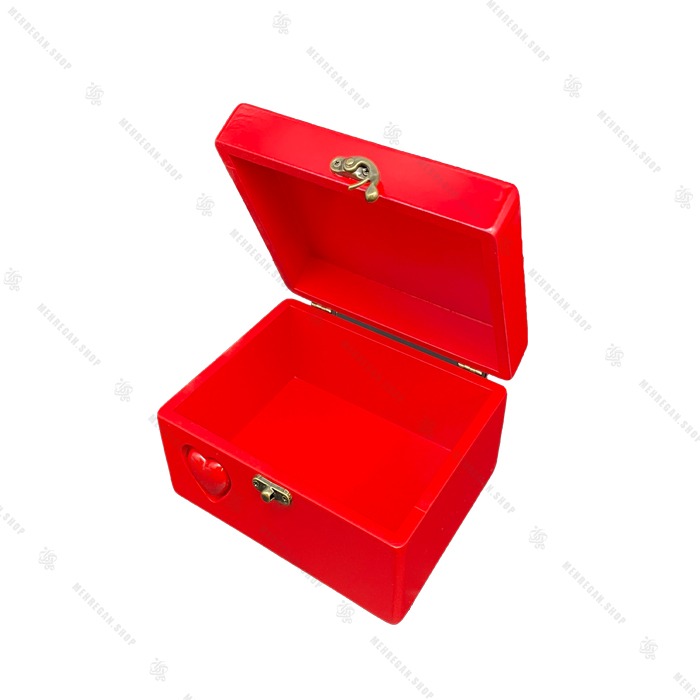 صندوقچه چوبی قرمز طرح قلب برجسته سایز متوسط