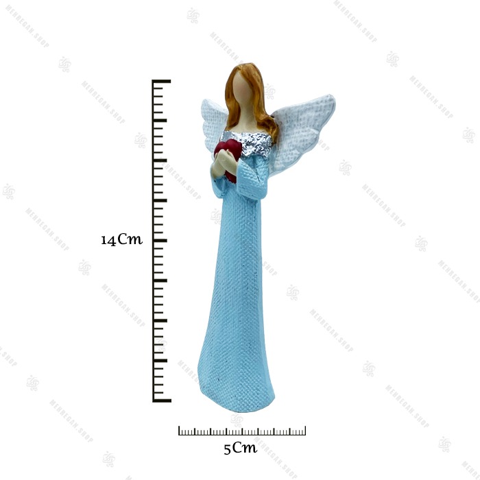 مجسمه رزینی فرشته قلب بدست آبی