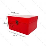 صندوقچه چوبی قرمز طرح قلب برجسته سایز متوسط