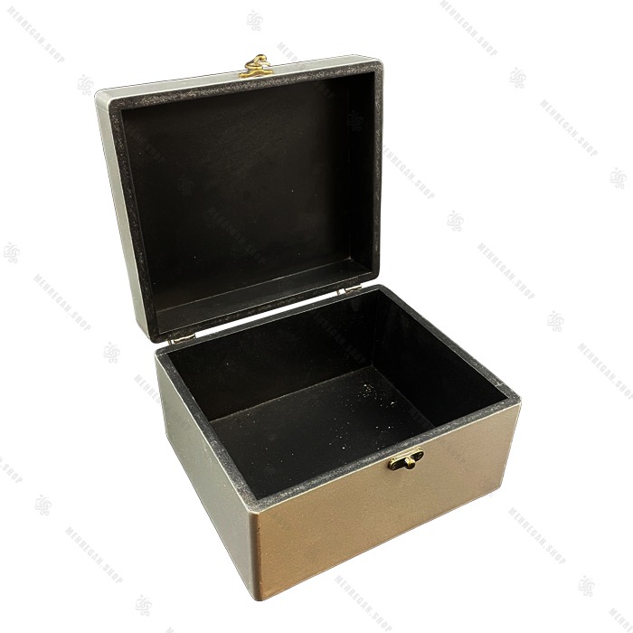 صندوقچه چوبی نقره ای متالیک ساده کوچک