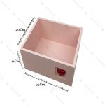 جعبه چوبی صورتی با قلب سایز متوسط