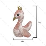 عروسک قو مخملی صورتی تاج دار