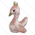 عروسک قو مخملی صورتی تاج دار