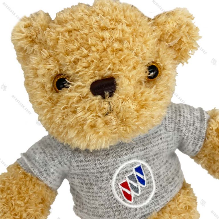 عروسک پولیشی خرس قهوه ای پلیور طوسی