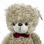 عروسک خرس فرفری سفید پاپیون دار