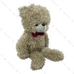 عروسک خرس فرفری سفید پاپیون دار