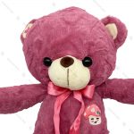 عروسک پولیشی خرس بنفش پاپیون دار