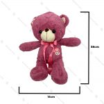 عروسک پولیشی خرس بنفش پاپیون دار