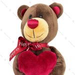 عروسک پولیشی خرس ایستاده با قلب بنفش