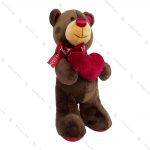 عروسک پولیشی خرس ایستاده با قلب بنفش