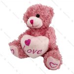 عروسک پولیشی خرس نشسته قلب دار صورتی