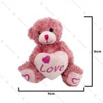 عروسک پولیشی خرس نشسته قلب دار صورتی