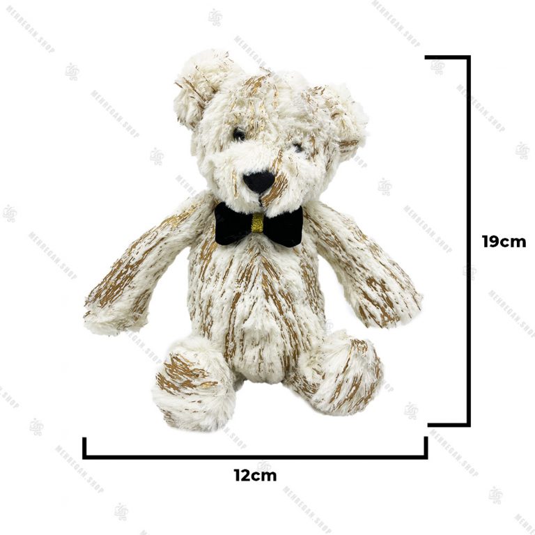 عروسک پولیشی خرس تدی سفید طلایی