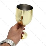 ست گیلاس پایه بلند استیل طلایی