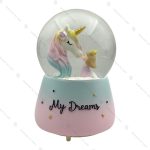 گوی برفی فول مدل اسب تک شاخ Unicorn صورتی