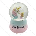 گوی برفی فول مدل اسب تک شاخ Unicorn صورتی