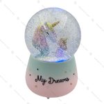 گوی برفی فول مدل اسب تک شاخ Unicorn صورتی