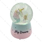 گوی برفی فول مدل اسب تک شاخ Unicorn صورتی