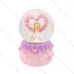 گوی برفی موزیکال کوکی طرح ملکه و قلب صورتی