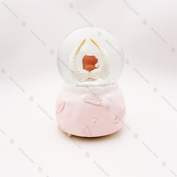 گوی موزیکال برفی مدل فرشته نگهبان نشسته