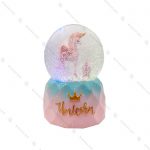 گوی موزیکال بزرگ طرح اسب تک شاخ بالدار صورتی