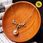 گردنبند نقره زنانه طرح شاخه و مروارید 5.30 گرمی