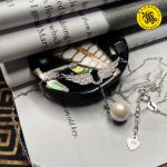 گردنبند نقره زنانه طرح بال و مروارید 4.76 گرمی