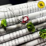 گردنبند نقره زنانه طرح سیب و سنگ اشکی 3.88 گرمی بنفش