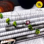 گردنبند نقره زنانه طرح سیب و سنگ اشکی 3.88 گرمی بنفش