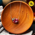 گردنبند نقره زنانه طرح سیب و سنگ اشکی 3.88 گرمی بنفش