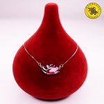 گردنبند نقره زنانه طرح سیب و سنگ اشکی 3.88 گرمی بنفش