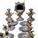 ست ظروف هفت سین 9 پارچه طرح پرنده سرمه ای