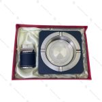 ست جاسیگاری وفندک چرمی نقره ای