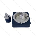 ست جاسیگاری وفندک چرمی نقره ای