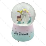 گوی موزیکال فول مدل اسب تک شاخ Unicorn آبی
