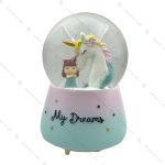 گوی موزیکال فول مدل اسب تک شاخ Unicorn آبی