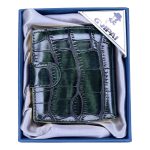 جعبه سیگار روکش چرمی بدنه فلزی سبز مدل CCGP 198