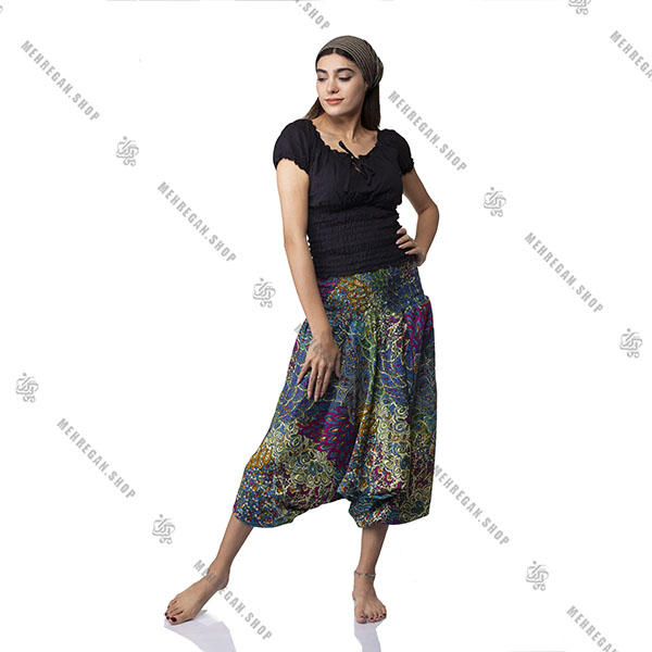 شلوار افغانی راحتی نخی کمر کش طرح دار شلوار افغانی راحتی نخی کمر کش طرح دار