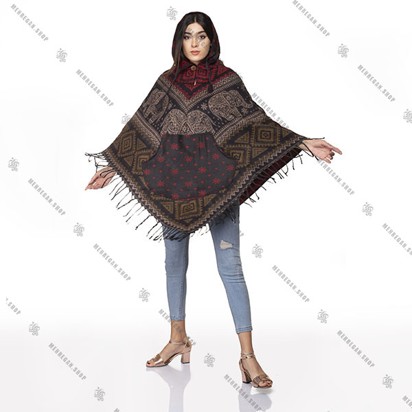 پانچو فری سایز کلاه دار به همراه جیب پانچو فری سایز کلاه دار به همراه جیب