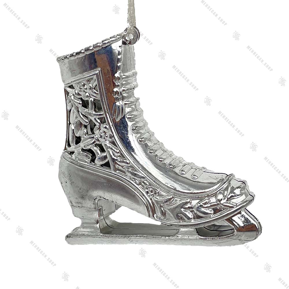 تک آویز کریسمس مدل کفش پاتیناژ نقره ای تک آویز کریسمس مدل کفش پاتیناژ نقره ای