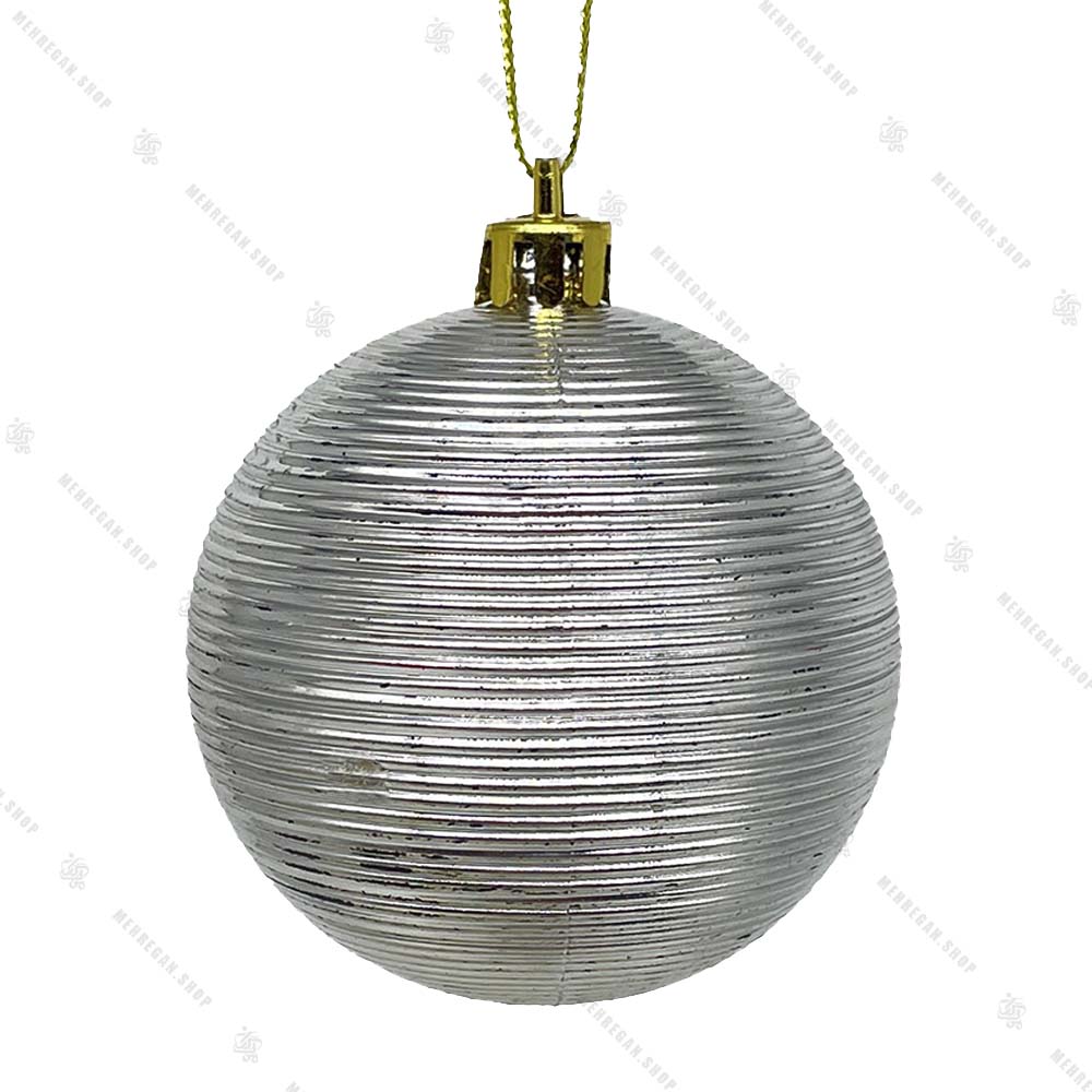 آویز کریسمس گوی مدل مومیایی نقره ای آویز کریسمس گوی مدل مومیایی نقره ای