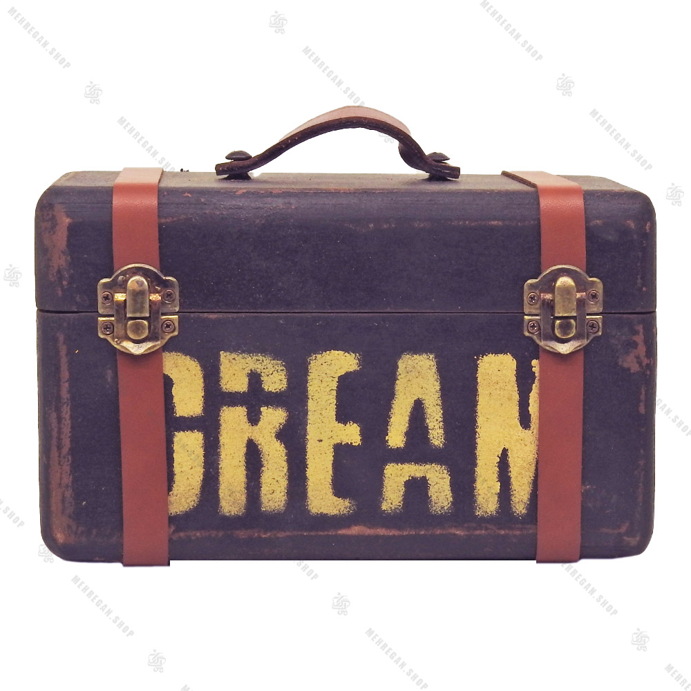 چمدان چوبی دکوری بسیار کوچک سرمه ای چمدان چوبی دکوری بسیار کوچک سرمه ای