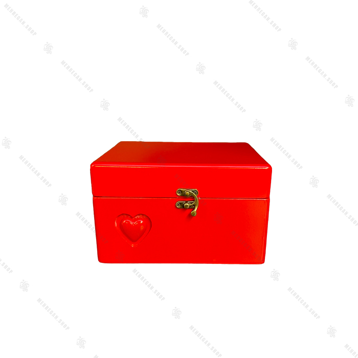 صندوقچه چوبی قرمز طرح قلب برجسته سایز متوسط صندوقچه چوبی قرمز طرح قلب برجسته سایز متوسط