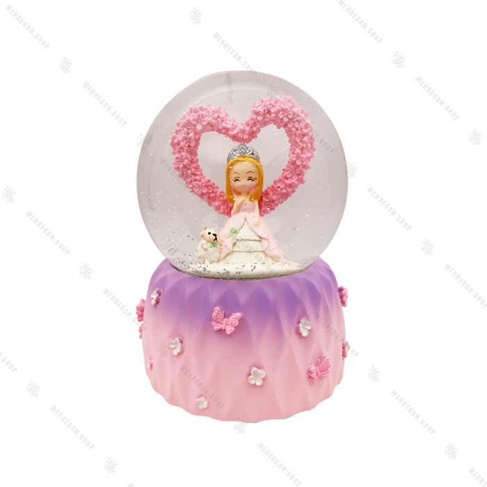 گوی برفی موزیکال کوکی طرح ملکه و قلب صورتی گوی برفی موزیکال کوکی طرح ملکه و قلب صورتی